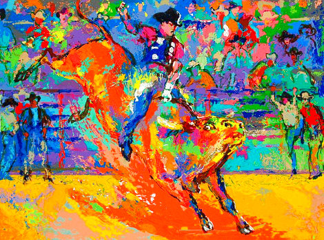 Adriano, World Champion Bull Rider on Little Yellow Jacket 2007 Limited Edition Print - LeRoy Neiman
