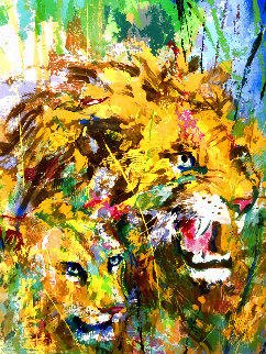 Two Lions 1997 Limited Edition Print - LeRoy Neiman Two Lions 1997 Limited Edition Print - LeRoy Neiman