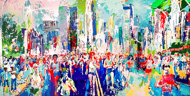 New York City Marathon 1980 - NYC - Twin Towers Limited Edition Print by LeRoy Neiman