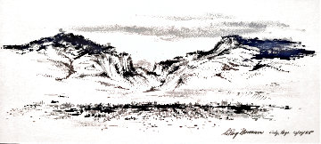 Cody, Wyoming 1955 17x29 Early Drawing Original Painting - LeRoy Neiman