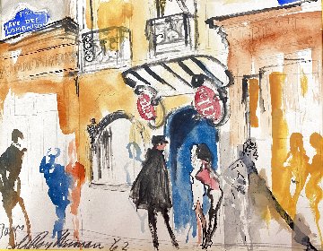 Rue Des Lombards (Jazz Club Sketch on Back) 1962 Watercolor - LeRoy Neiman Rue Des Lombards (Jazz Club Sketch on Back) 1962 Watercolor - LeRoy Neiman