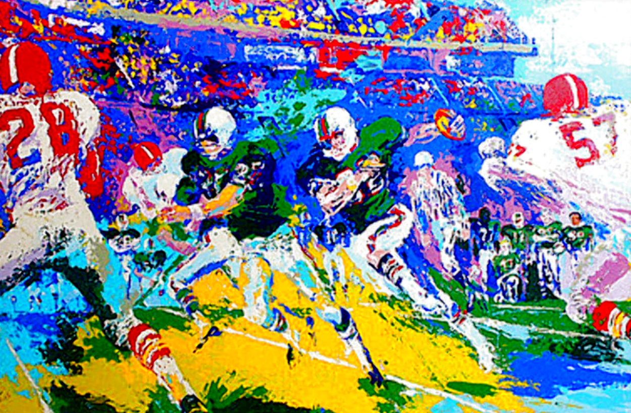 Rushing Back 1974 37x47 Huge Limited Edition Print by LeRoy Neiman