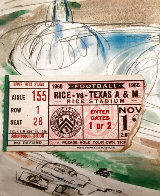 Rice vs. Texas A & M Watercolor 1966 29x27 Watercolor by LeRoy Neiman - 4