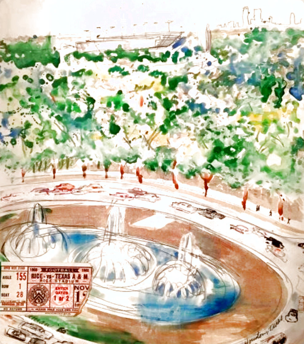 Rice vs. Texas A & M Watercolor 1966 29x27 Watercolor by LeRoy Neiman Rice vs. Texas A & M Watercolor 1966 29x27 Watercolor by LeRoy Neiman