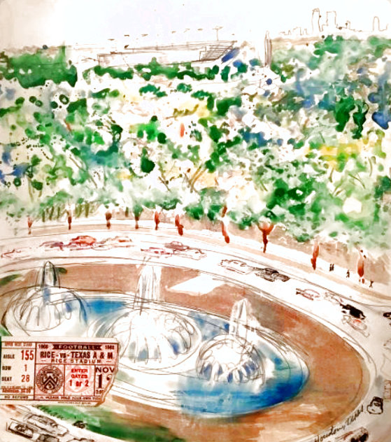 Rice vs. Texas A and M Watercolor 1966 29x27 Watercolor by LeRoy Neiman