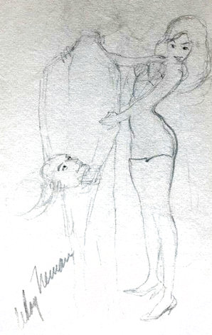 He Lost His Head Over Her 1962 27x23 Drawing - LeRoy Neiman