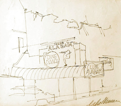 Club Alabam (Jazz) 1959 24x27 - Los Angeles, California Drawing - LeRoy Neiman