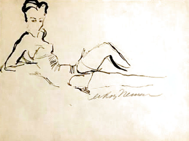 Reclining Woman 1959 26x30 Drawing by LeRoy Neiman