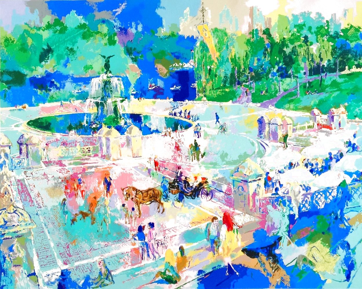 Bethesda Fountain - Central Park PP 1989 - Huge Limited Edition Print by LeRoy Neiman