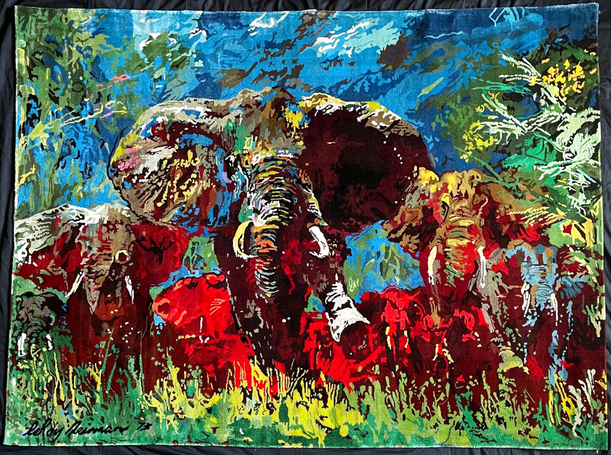 Elephant Stampede Unique Trial Proof Tapestry  1988 - Huge Tapestry by LeRoy Neiman