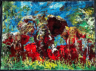 Elephant Stampede Unique Trial Proof Tapestry  1988 - Huge Tapestry by LeRoy Neiman - 0