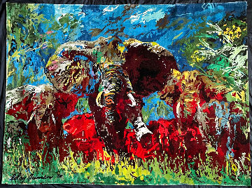 Elephant Stampede Unique TRial Proof Tapestry  1988 - Huge Tapestry - LeRoy Neiman