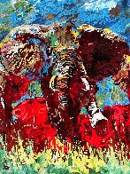 Elephant Stampede Unique Trial Proof Tapestry  1988 - Huge Tapestry by LeRoy Neiman - 2