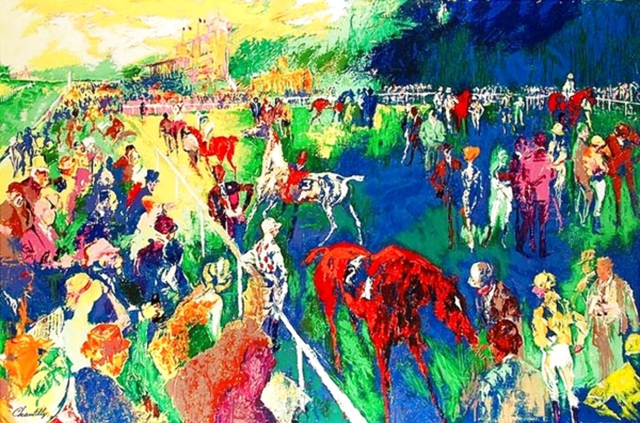 Paddock at Chantilly 1992 - Huge Limited Edition Print by LeRoy Neiman