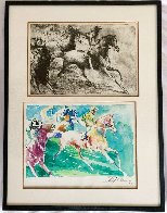 Daily Double Watercolor and Trial Proof Etching Diptych 1976 Watercolor by LeRoy Neiman - 1