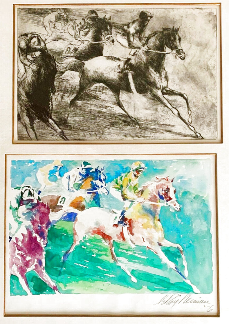 Daily Double Watercolor and Trial Proof Etching Diptych 1976 Watercolor by LeRoy Neiman