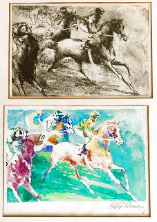 Daily Double Watercolor and Trial Proof Etching Diptych 1976 Watercolor - LeRoy Neiman