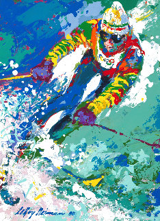 Down Hill Skier AP 1980 Limited Edition Print - LeRoy Neiman Down Hill Skier AP 1980 Limited Edition Print - LeRoy Neiman