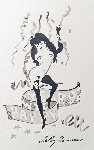 Femlin: Happy New Year 1992 19x14 Drawing by LeRoy Neiman