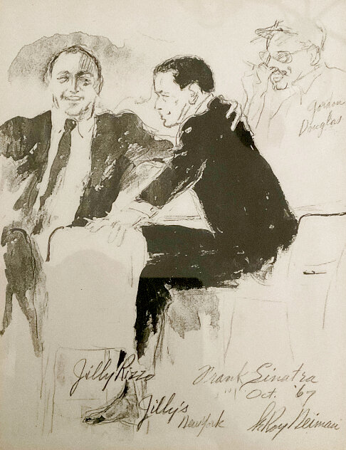 Frank Sinatra at Jillys: Palm Springs, Caifornia and New York 1967 18x14 Drawing by LeRoy Neiman