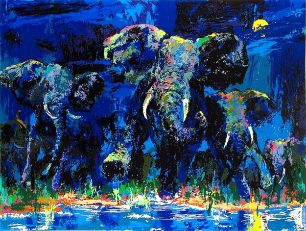 Elephant Nocturne 1984 - Huge Limited Edition Print - LeRoy Neiman