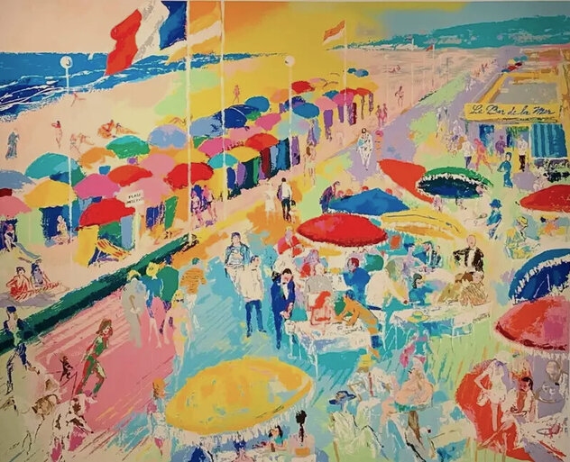La Plage a Deauville 1986 - Huge - France by LeRoy Neiman
