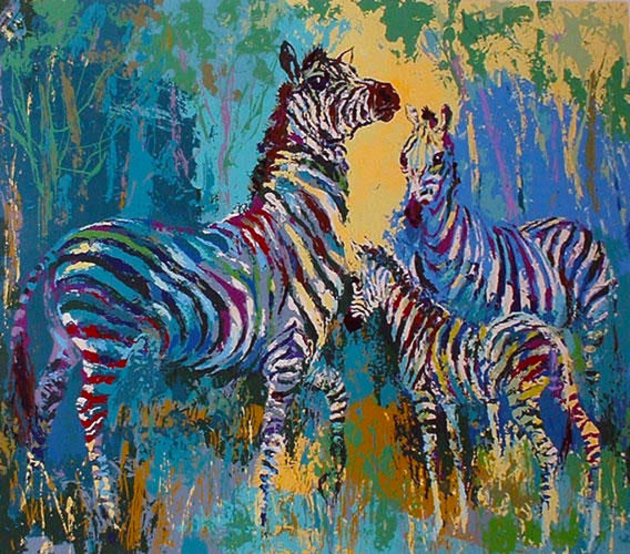 Zebra Family 1978 Limited Edition Print by LeRoy Neiman Zebra Family 1978 Limited Edition Print by LeRoy Neiman