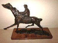 Pulling Up - Horse and Jockey Bronze Sculpture 1977 24 in Sculpture by LeRoy Neiman - 1