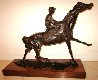 Pulling Up - Horse and Jockey Bronze Sculpture 1977 24 in Sculpture by LeRoy Neiman - 4