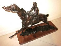Pulling Up - Horse and Jockey Bronze Sculpture 1977 24 in Sculpture by LeRoy Neiman - 3