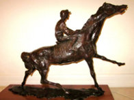 Pulling Up - Horse and Jockey Bronze Sculpture 1977 24 in Sculpture by LeRoy Neiman - 5