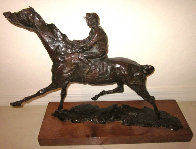 Pulling Up - Horse and Jockey Bronze Sculpture 1977 24 in Sculpture by LeRoy Neiman - 2