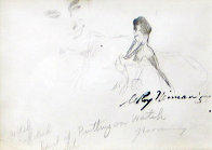 Femlin Putting on Watch Drawing 1958 Drawing by LeRoy Neiman - 0 Femlin Putting on Watch Drawing 1958 Drawing by LeRoy Neiman - 0
