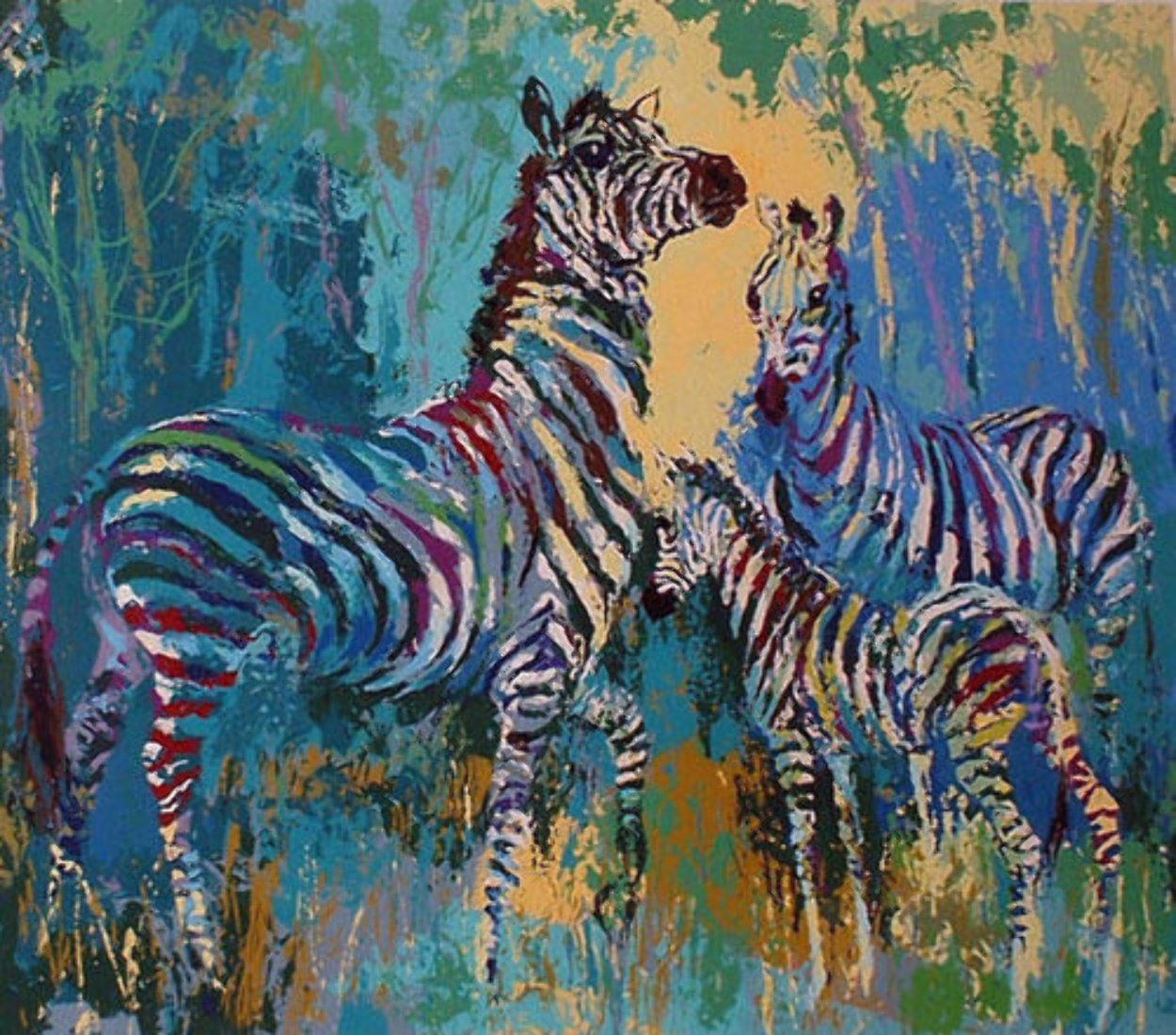 Zebra Family AP 1978 Limited Edition Print by LeRoy Neiman Zebra Family AP 1978 Limited Edition Print by LeRoy Neiman