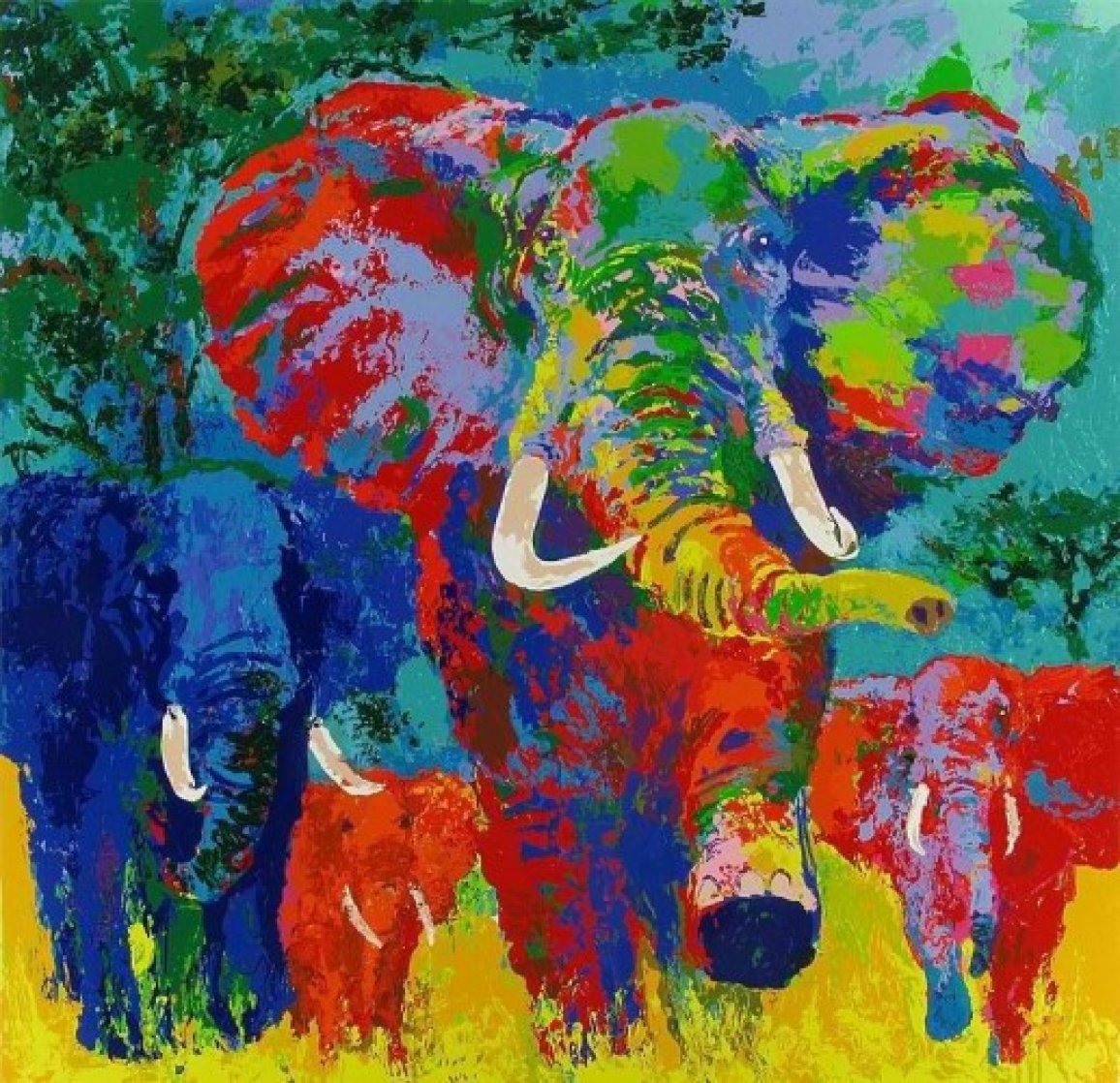 Elephant Charge 1999 Limited Edition Print by LeRoy Neiman