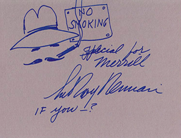 No Smoking Self-Portrait 22x24 Drawing by LeRoy Neiman