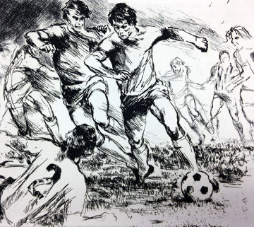 Soccer Etching 1980 Limited Edition Print - LeRoy Neiman Soccer Etching 1980 Limited Edition Print - LeRoy Neiman