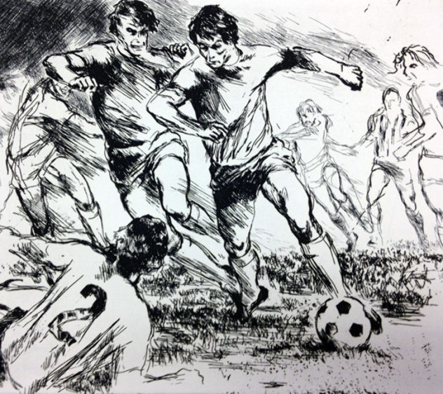 Soccer Etching 1980 Limited Edition Print by LeRoy Neiman