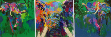 Elephant Triptych 2002 Limited Edition Print - LeRoy Neiman Elephant Triptych 2002 Limited Edition Print - LeRoy Neiman