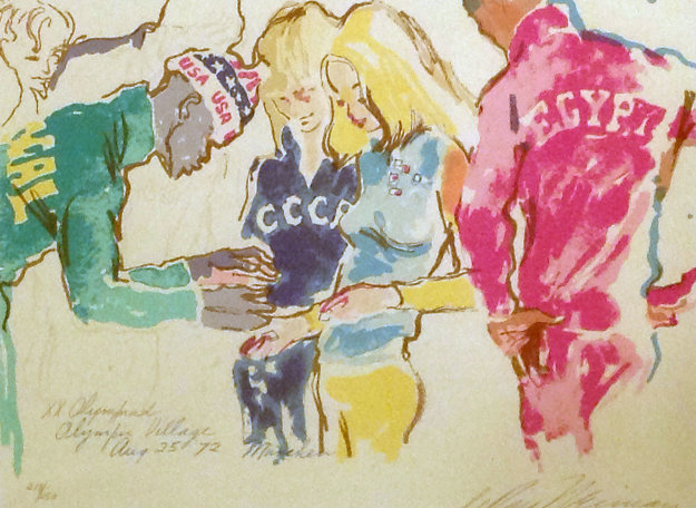Exchanging Pins 1972 Limited Edition Print by LeRoy Neiman Exchanging Pins 1972 Limited Edition Print by LeRoy Neiman
