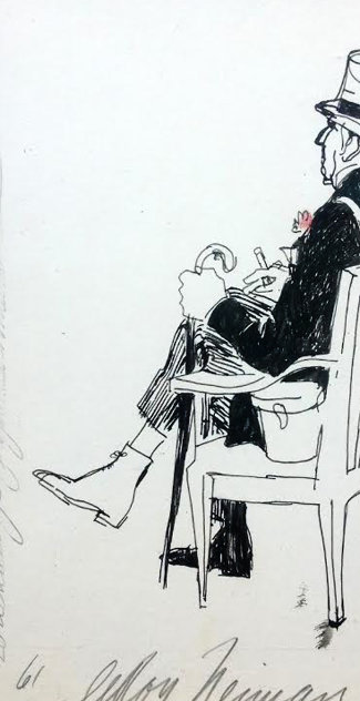 Proprietor At Long Champ Drawing 1961 20x16 Drawing by LeRoy Neiman