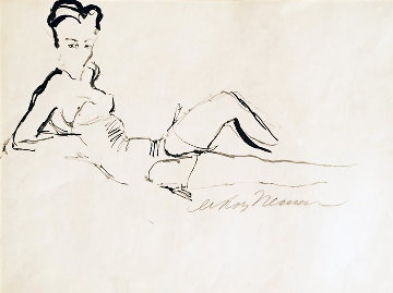 Reclining Woman Drawing 1959 26x30 Drawing - LeRoy Neiman