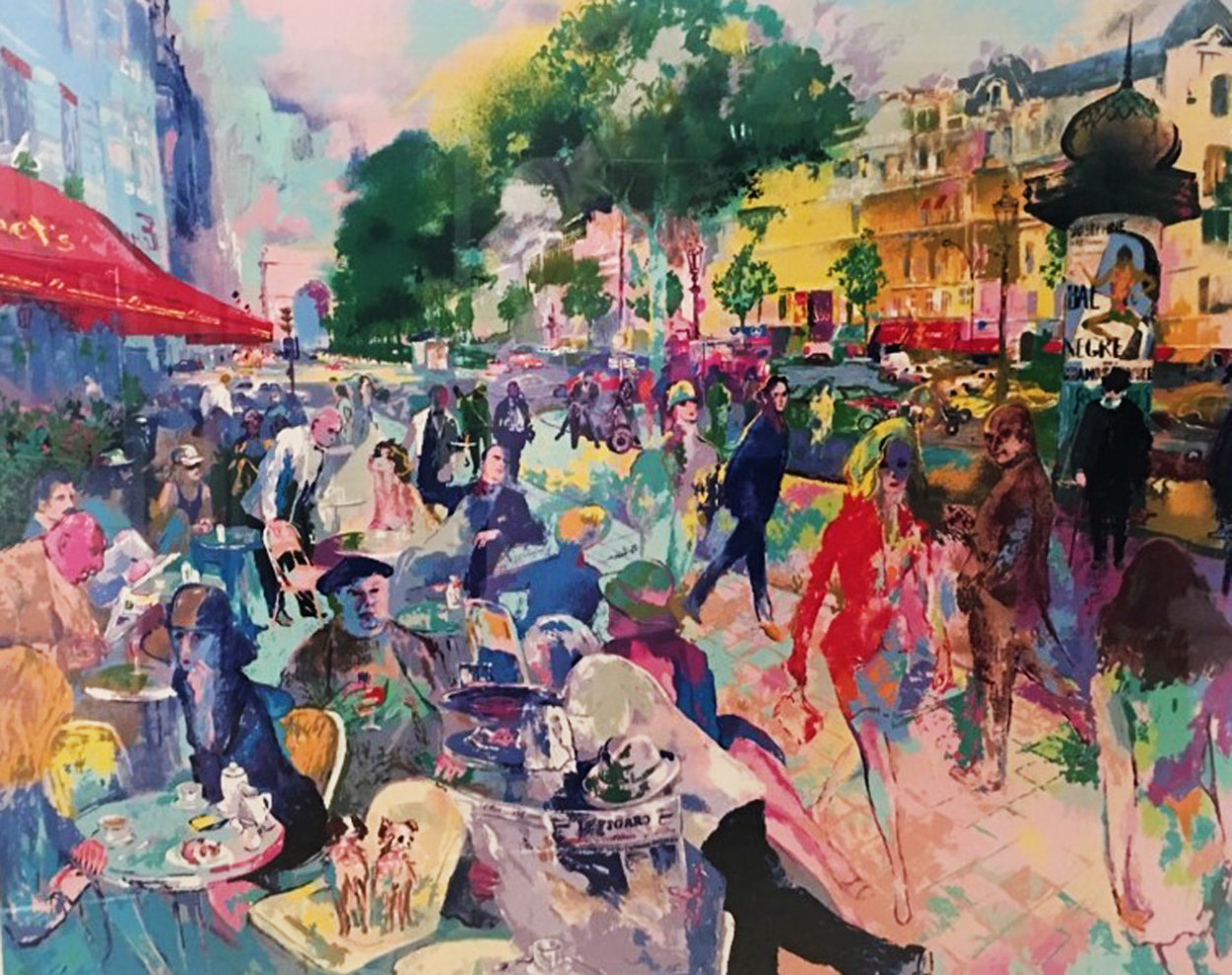 Cafe Fouquets 1993 Limited Edition Print by LeRoy Neiman Cafe Fouquets 1993 Limited Edition Print by LeRoy Neiman