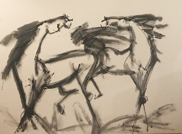 Two Large Horses 30x48 Original Painting - Neith Nevelson Two Large Horses 30x48 Original Painting - Neith Nevelson
