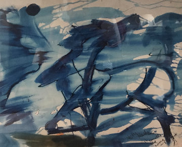 One Blue Horse Watercolor 2006 27x34 Watercolor - Neith Nevelson One Blue Horse Watercolor 2006 27x34 Watercolor - Neith Nevelson