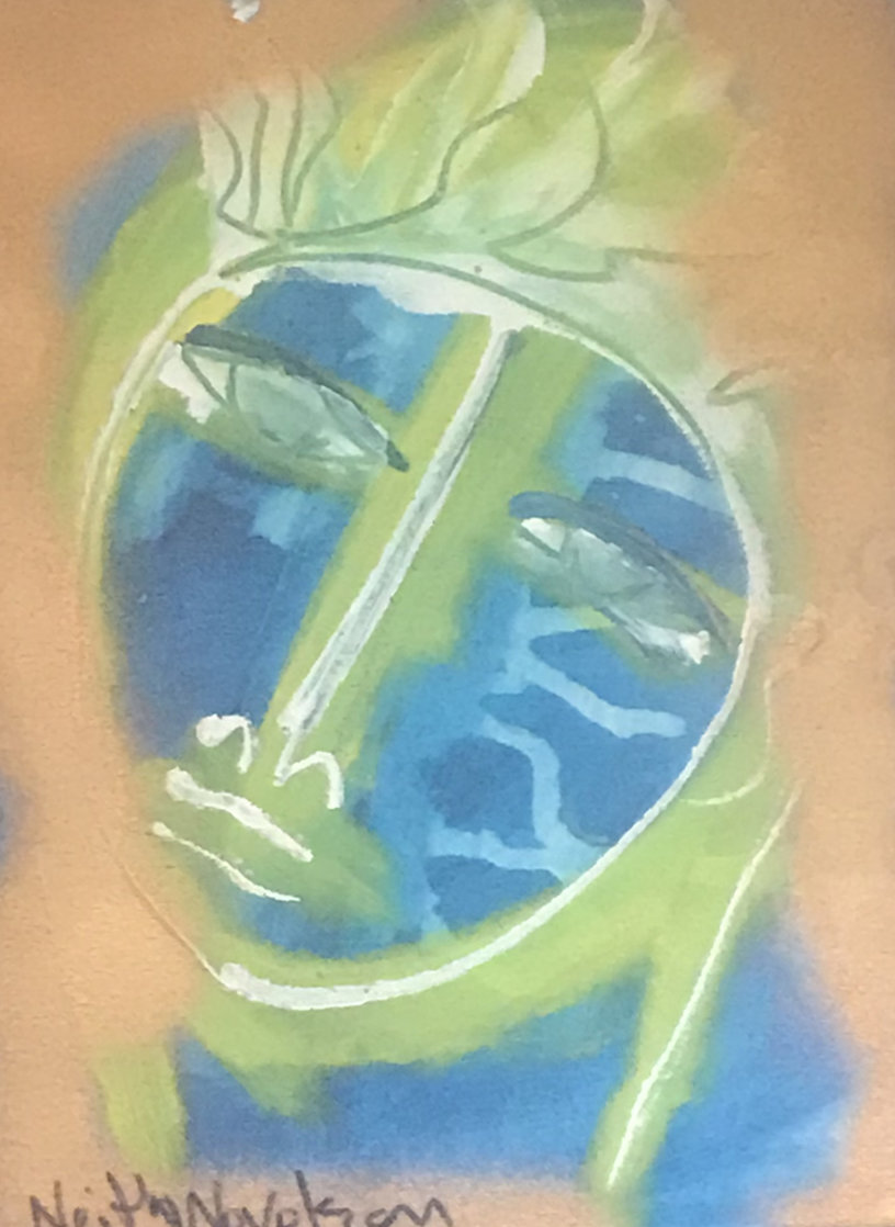 Blue Face 2012 12x9 Original Painting by Neith Nevelson Blue Face 2012 12x9 Original Painting by Neith Nevelson