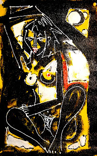 Untitled Female Nude 1992 14x7 Original Painting - Neith Nevelson