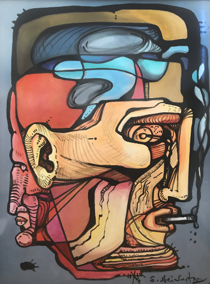Man With Cigarette 44x33 Original Painting by Ernst Neizvestny Man With Cigarette 44x33 Original Painting by Ernst Neizvestny