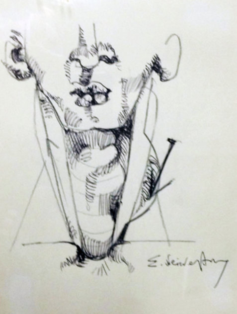 Nail in Neck 1986 Drawing by Ernst Neizvestny