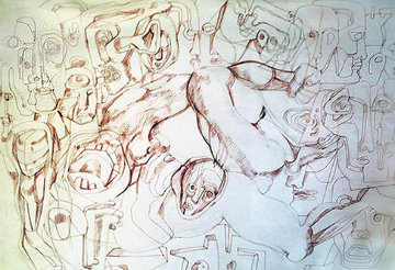 Strange Births Drawing 1967 24x30 Drawing - Ernst Neizvestny Strange Births Drawing 1967 24x30 Drawing - Ernst Neizvestny